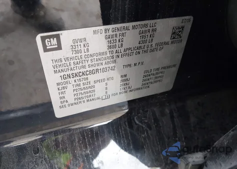 2016 Chevrolet Tahoe Ltz from USA, damaged, VIN 1GNSKCKC8GR103742